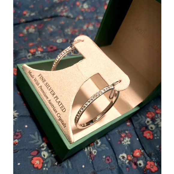 NWT Sophia James New York Silver Plated Hoops with Austrian Crystals - Picture 4 of 6